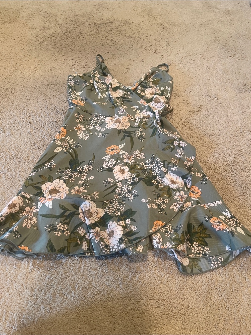 Speechless Olive Green Floral Ruffle Cami Slip